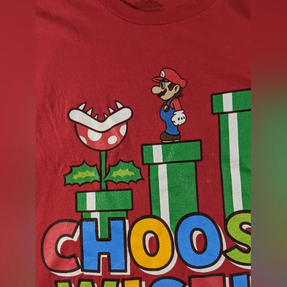 Red Mario Choose Wisely Super Nintendo T-shirt SZ Medium